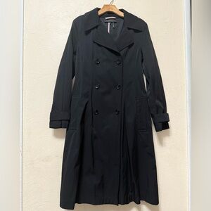 Donna Karan Unlined Classic Black Trench Coat Missing Waist Belt